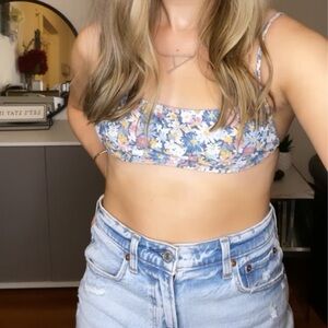 Abercrombie & Fitch Floral Bikini Top - Blue, Yellow, White